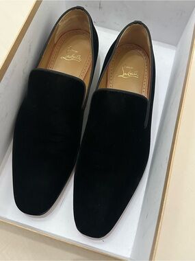 Christian Louboutin Black Suede Slip-On Loafers